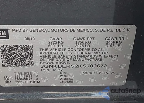 2019 Chevrolet Blazer Rs z USA, uszkodzony, nr VIN 3GNKBERS2KS703672